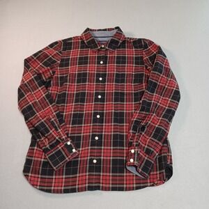 Tommy Hilfiger Womens Red Black Plaid Button Down Shirt Long Sleeve S J32ME368